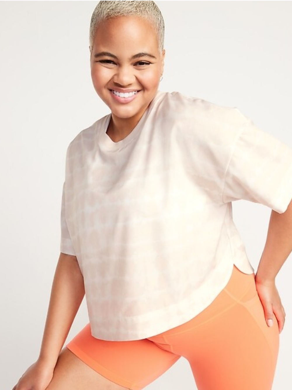 Old Navy Active Wear Pink Crew Neck Round Hem Tee